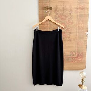 ST JOHN Santana Knit Black Midi Skirt